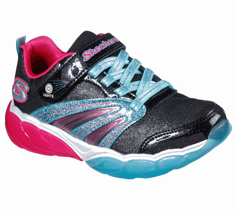Skechers Flickor Svarta/Turkos Sneakers - S Lights: Fusion Flash - Sverige (VRBFZ-6983)